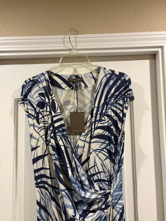 Tommy Bahama Blue and White Palm-Print Midi Dress - Picture 3 of 7